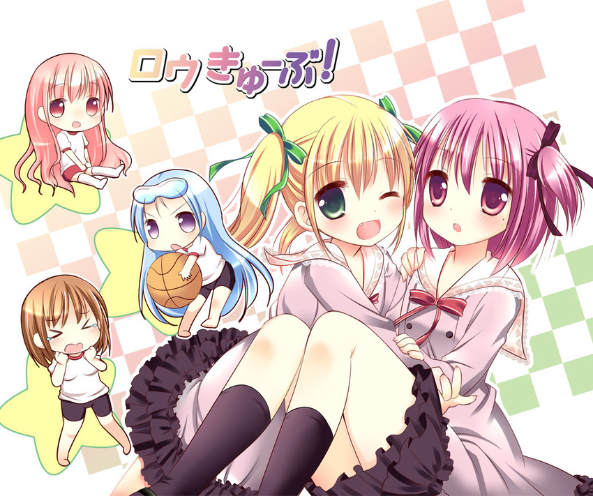 minato tomoka, hakamada hinata, misawa maho, nagatsuka saki, and kashii airi (rou-kyuu-bu!) drawn by aino_osaru