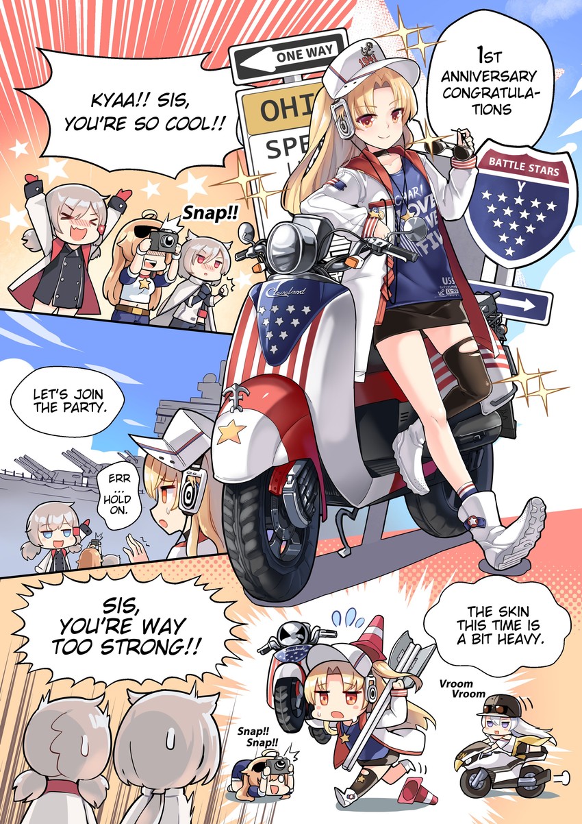cleveland, montpelier, denver, columbia, and enterprise (azur lane) drawn by hm_(hmongt)