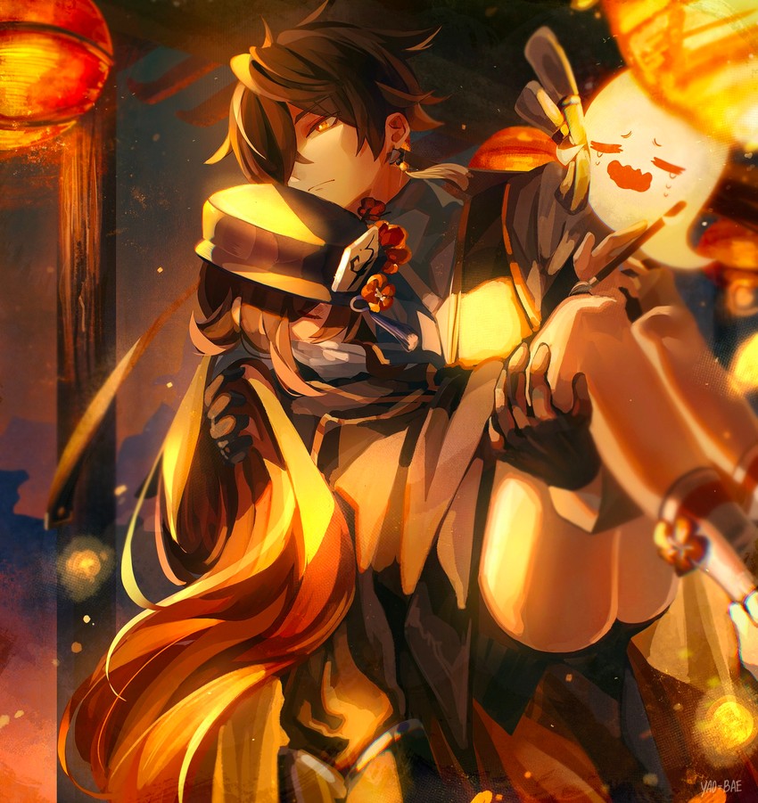hu tao, zhongli, and boo tao (genshin impact) drawn by yaoyaobae