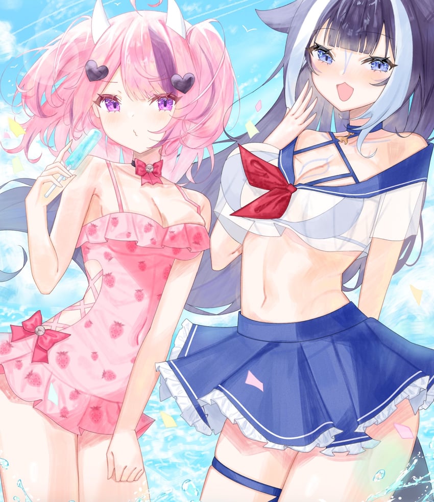 ironmouse and shylily (indie virtual youtuber and 1 more) drawn by monomeiii