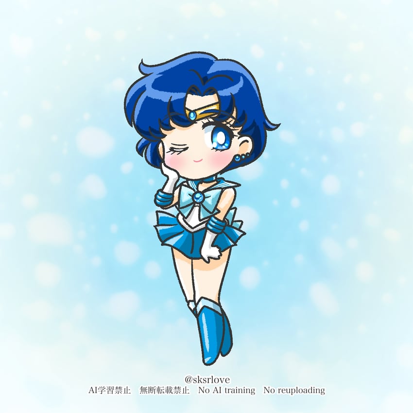 mizuno ami and sailor mercury (bishoujo senshi sailor moon) drawn by sksrlove