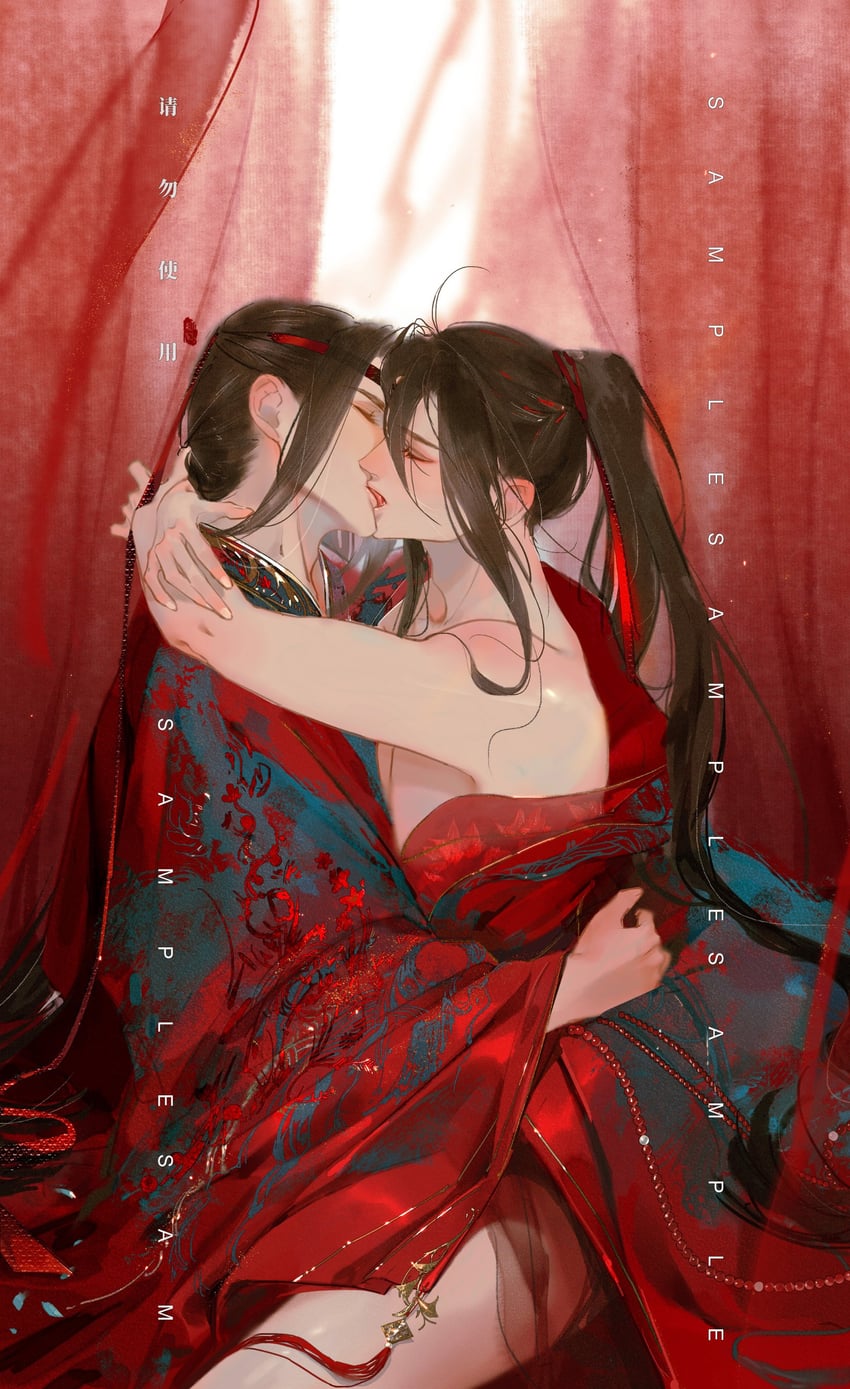 wei wuxian and lan wangji (modao zushi) drawn by bloodybeni