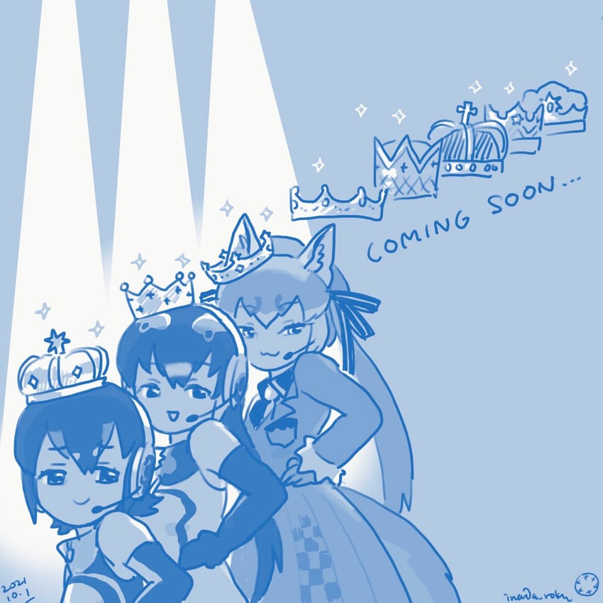 island fox, humboldt penguin, and african penguin (kemono friends and 1 more) drawn by inada_roku