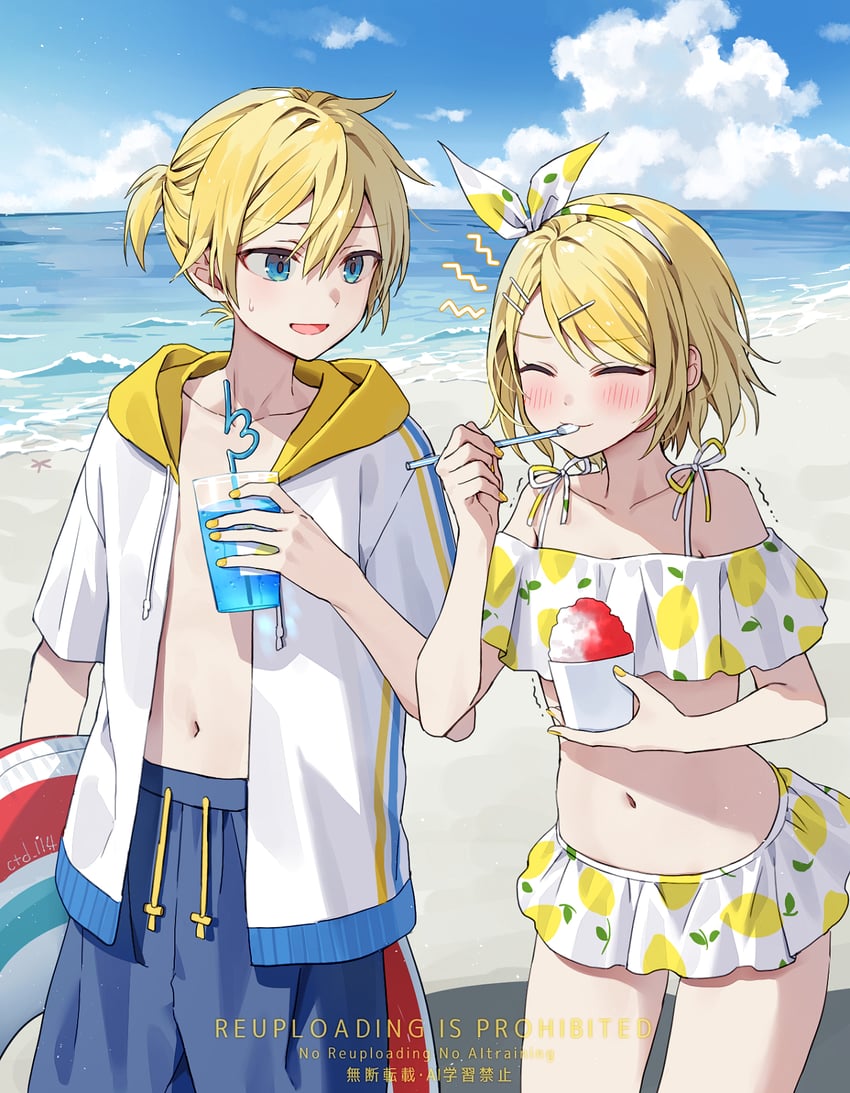 kagamine rin and kagamine len (vocaloid) drawn by ctd_114