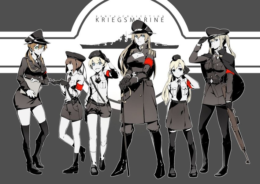 prinz eugen, bismarck, graf zeppelin, z1 leberecht maass, z3 max schultz, and 1 more (kantai collection) drawn by 3four