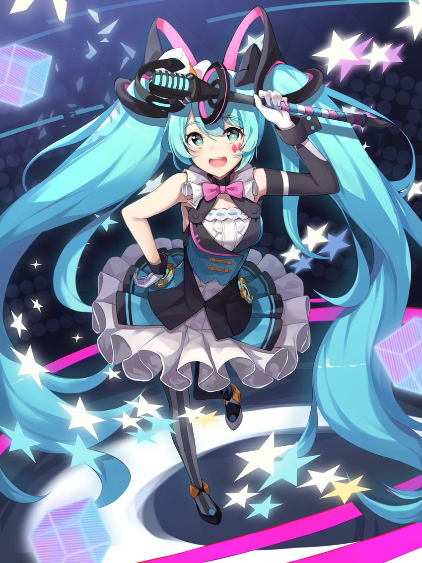 hatsune miku and magical mirai miku (vocaloid and 1 more) drawn by ziro_(zirorong)