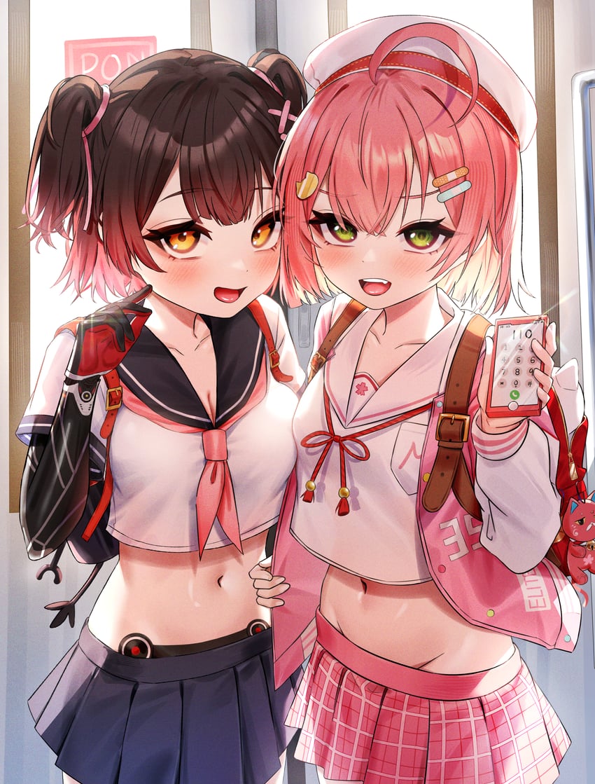 sakura miko, roboco-san, and 35p (hololive) drawn by bu_leike