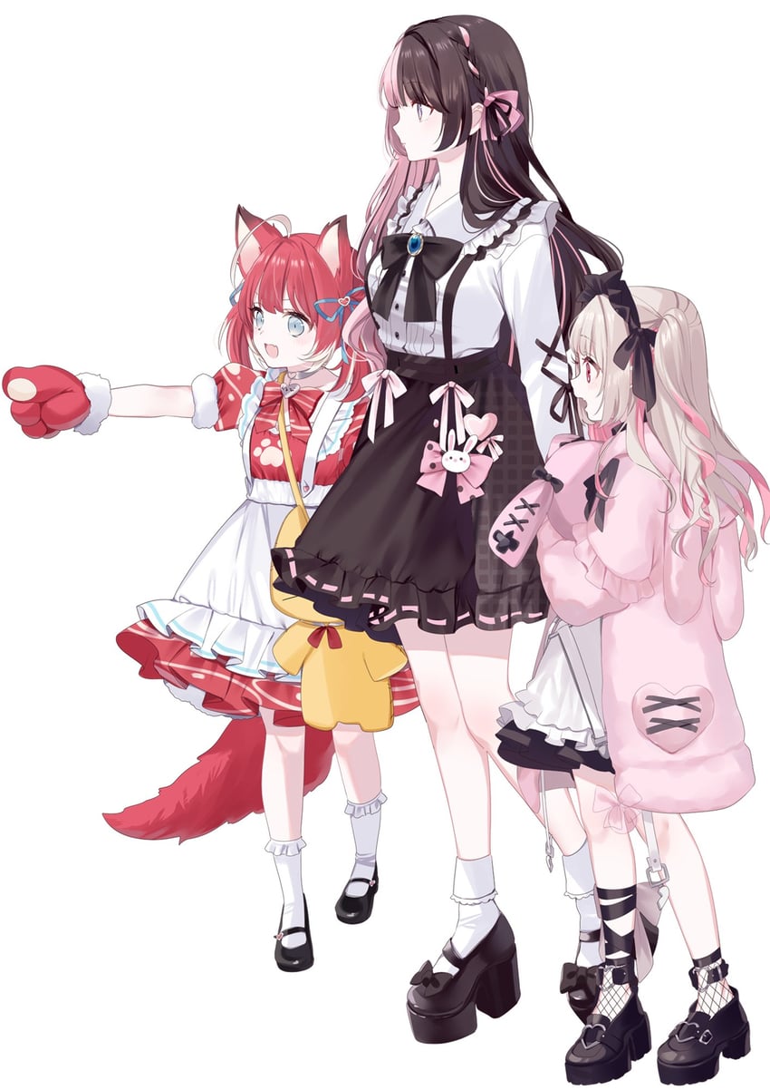 makaino ririmu, tachibana hinano, and akami karubi (nijisanji and 3 more) drawn by misumi_(macaroni)