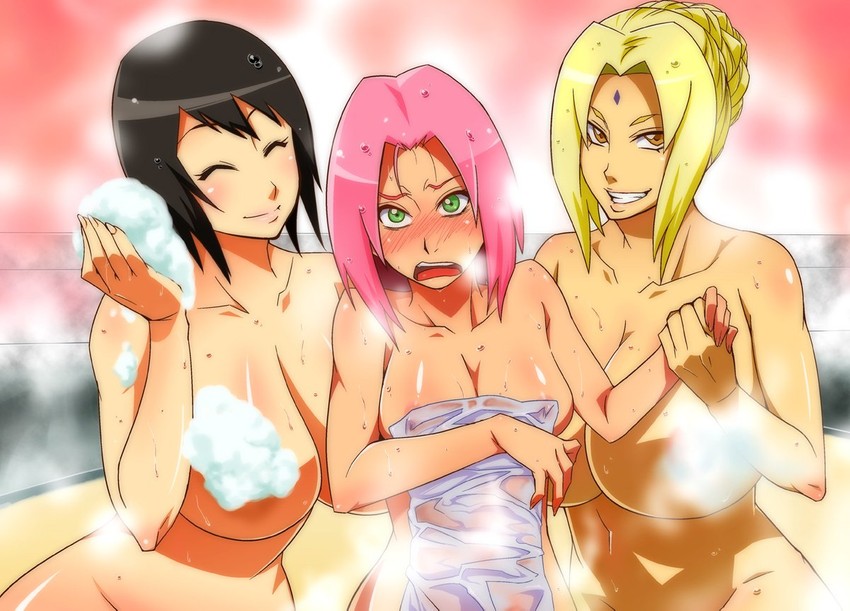 haruno sakura, tsunade, and shizune (naruto and 1 more) drawn by sahara_wataru