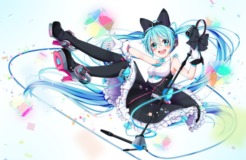 hatsune miku and magical mirai miku (vocaloid and 1 more) drawn by hane4263