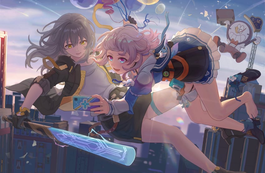 trailblazer, stelle, march 7th, and clockie (honkai and 1 more) drawn by wo_de_huihua_bu