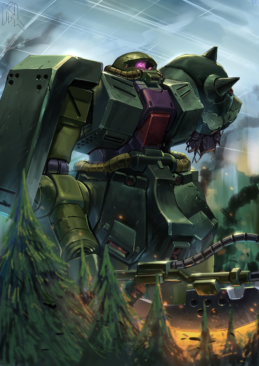 zaku ii fz kai (gundam and 1 more) drawn by porukima