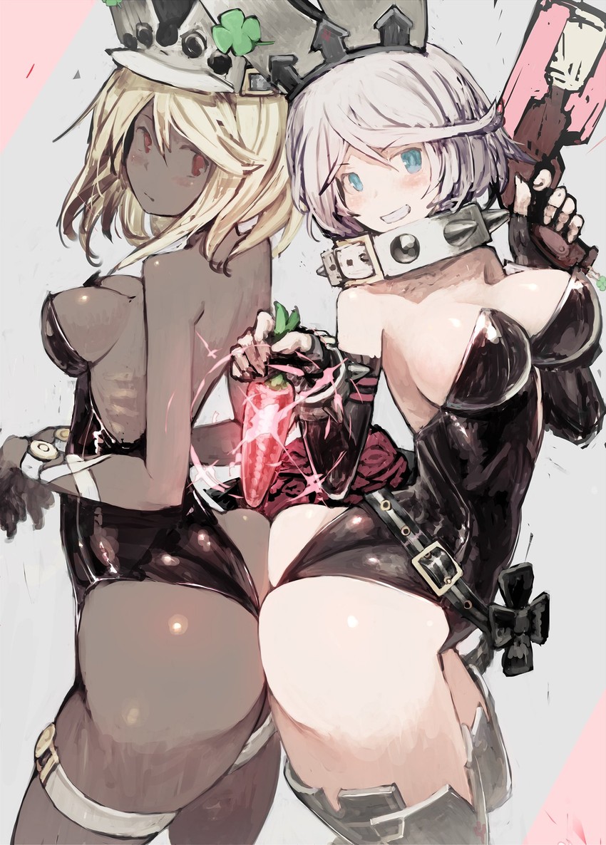 ramlethal valentine and elphelt valentine (guilty gear and 1 more) drawn by yonuishi