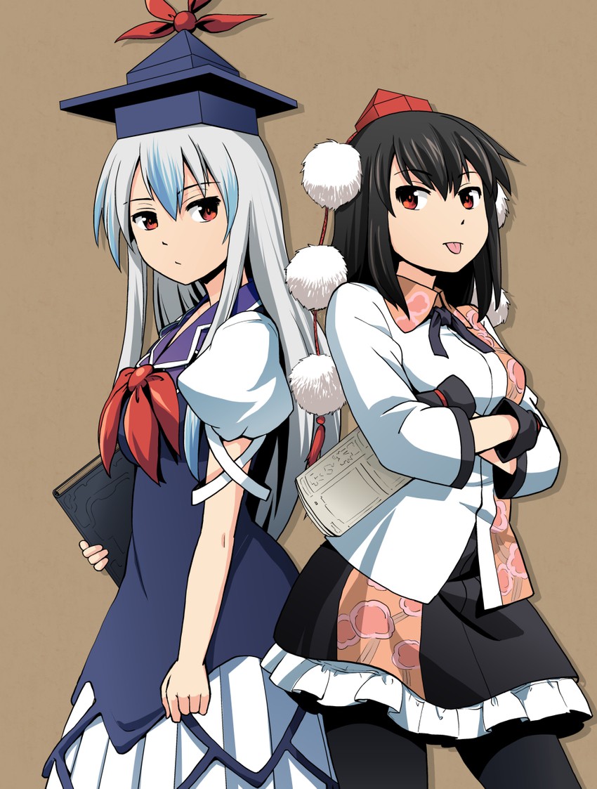 shameimaru aya and kamishirasawa keine (touhou) drawn by haniwa_(leaf_garden)