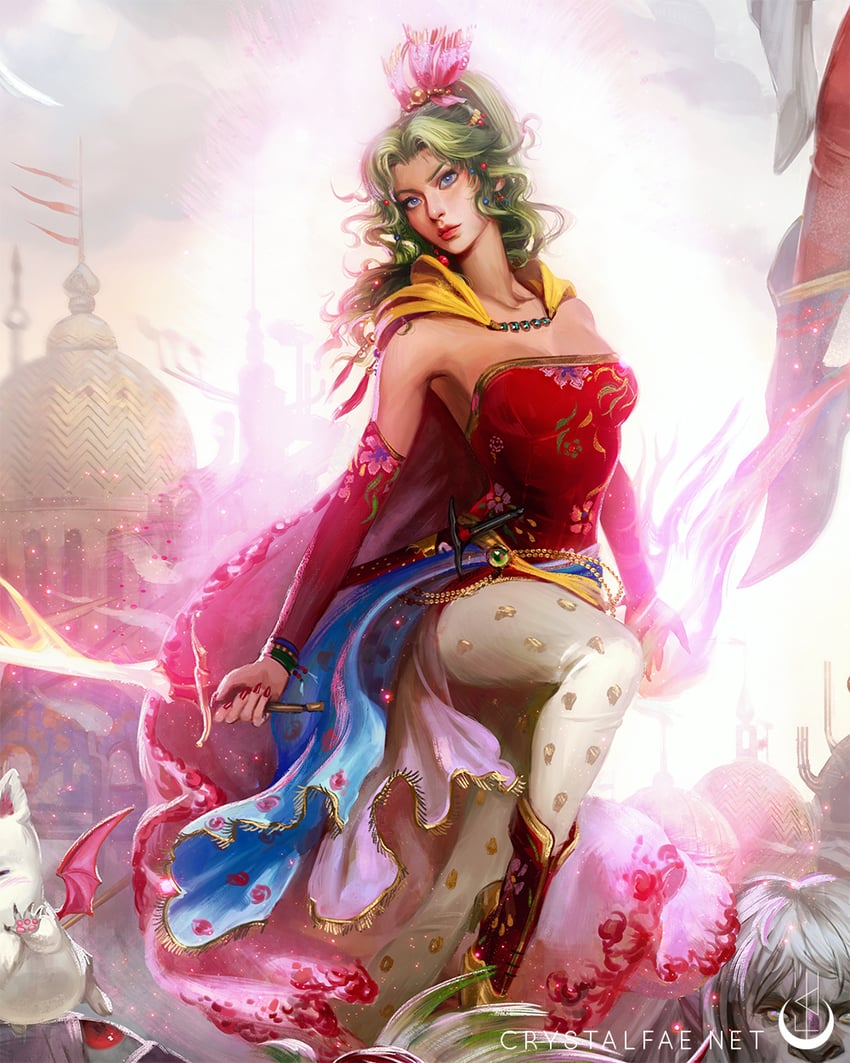terra branford, moogle, kefka palazzo, mog, and umaro (final fantasy and 1 more) drawn by crystal_fae