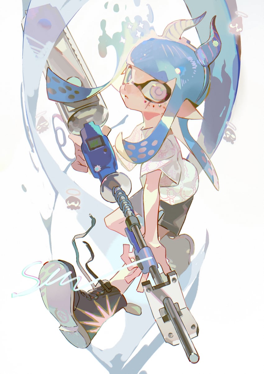 inkling player character and inkling girl (splatoon) drawn by acuteghost