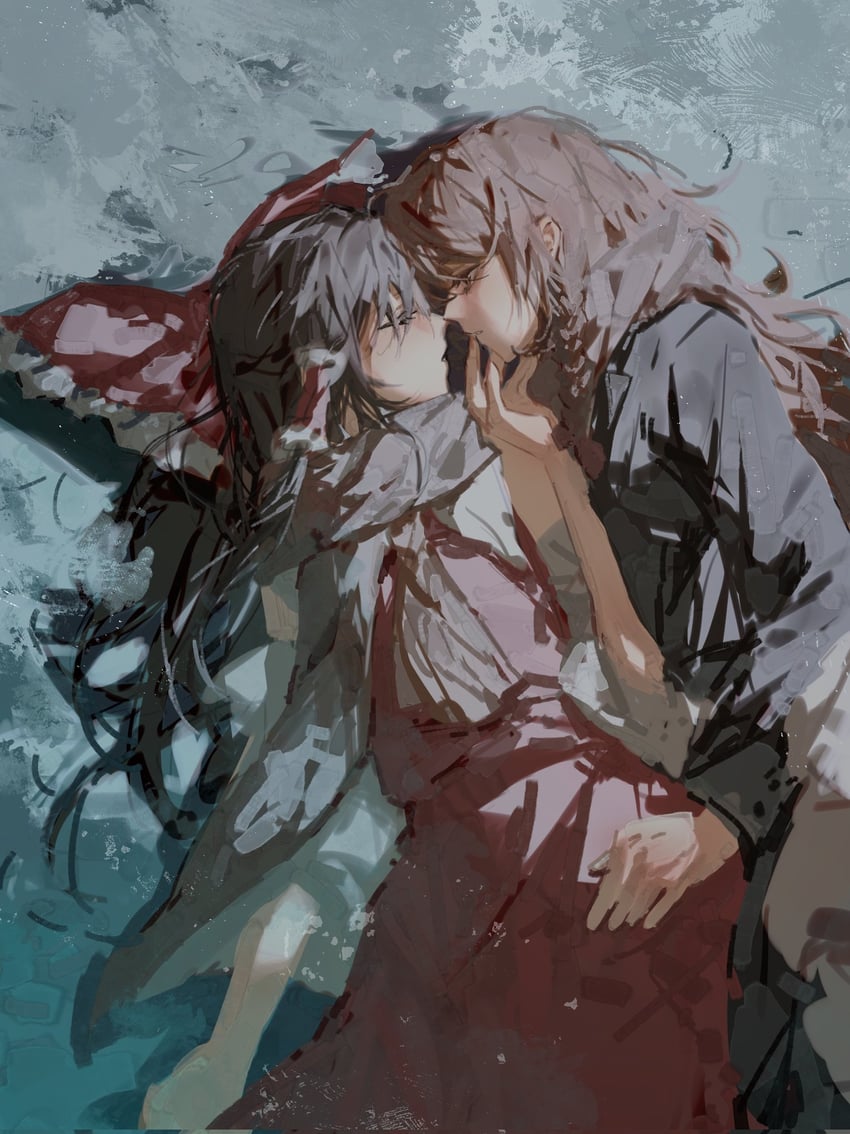 hakurei reimu and kirisame marisa (touhou) drawn by aihara-rina