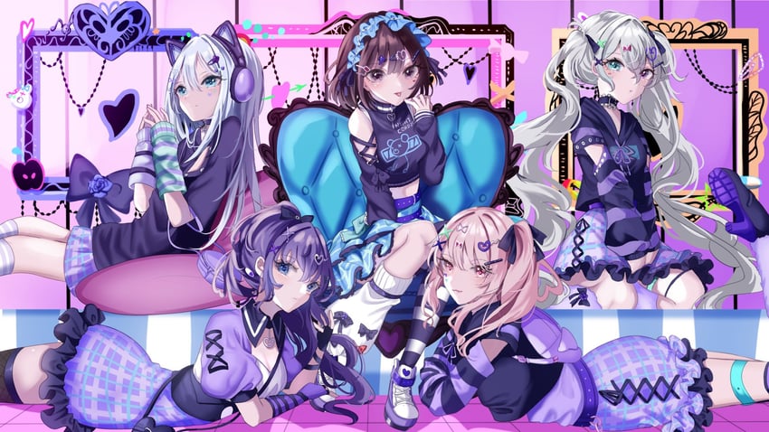 hatsune miku, asahina mafuyu, shinonome ena, akiyama mizuki, yoisaki kanade, and 1 more (vocaloid and 1 more) drawn by aoitenziku