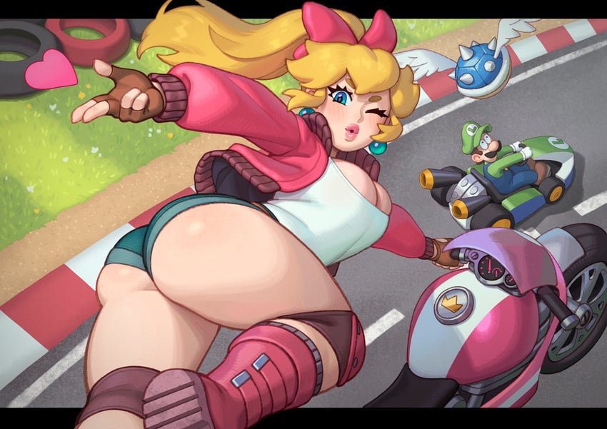 princess peach and luigi (mario and 2 more) drawn by riz