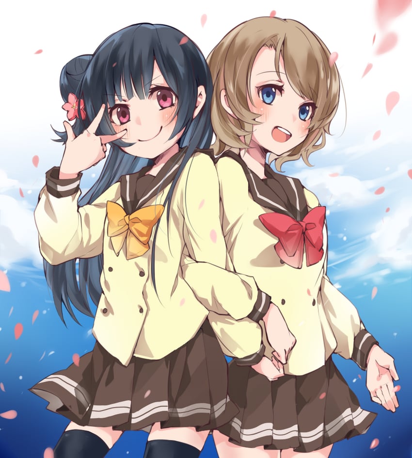 watanabe you and tsushima yoshiko (love live! and 1 more) drawn by matsushita_(matsudbox)