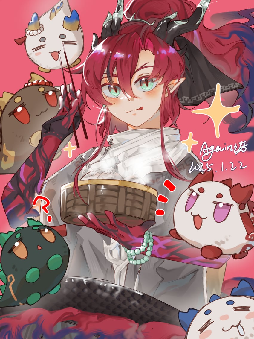 shu, dusk, nian, ling, chongyue, and 1 more (arknights) drawn by again_nuo