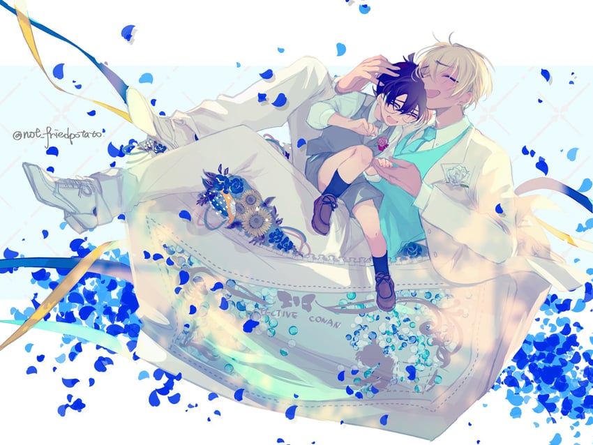 edogawa conan and amuro tooru (meitantei conan) drawn by jikei