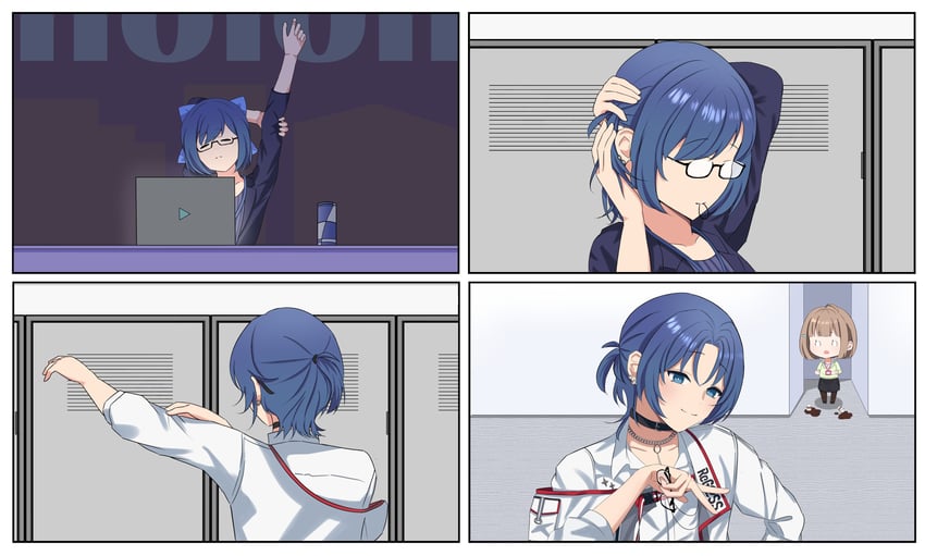 hiodoshi ao, harusaki nodoka, and a-chan (hololive and 1 more) drawn by oka_yzj