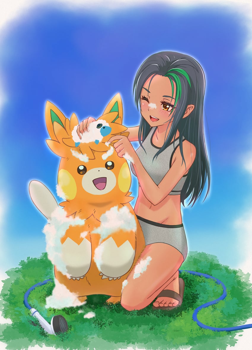 nemona, mareep, and pawmot (pokemon and 1 more) drawn by monmonmur