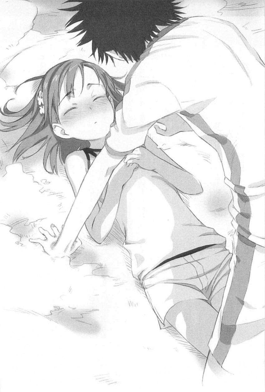 misaka mikoto and kamijou touma (toaru majutsu no index and 1 more) drawn by haimura_kiyotaka