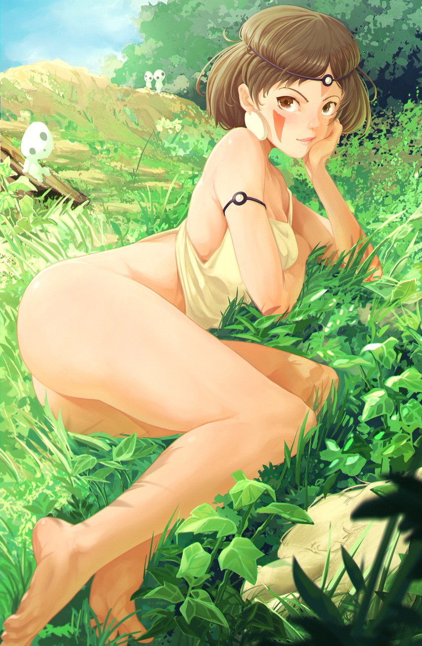 san and kodama (studio ghibli and 1 more) drawn by gintsu