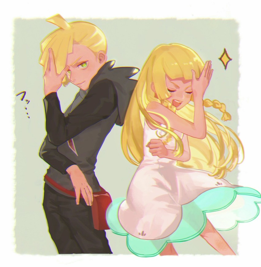 lillie and gladion (pokemon and 1 more) drawn by meipu_hm