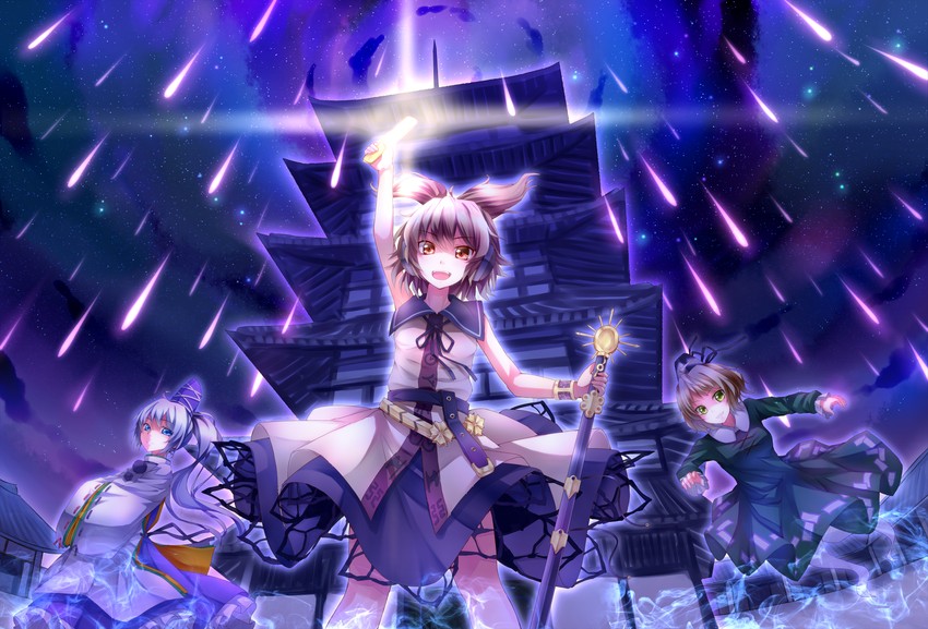 toyosatomimi no miko, mononobe no futo, and soga no tojiko (touhou and 1 more) drawn by dabadhi