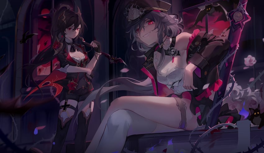 fu hua, herrscher of sentience, and jingwei (honkai and 1 more) drawn by yaoyaooooo