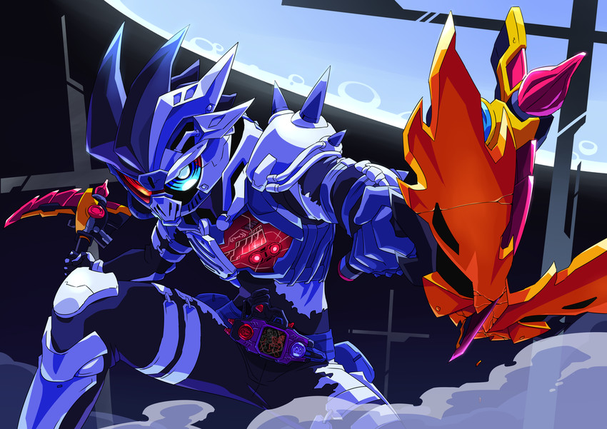 kamen rider genm, dangerous zombie level x, and zombie gamer level x (kamen rider and 1 more) drawn by otokamu