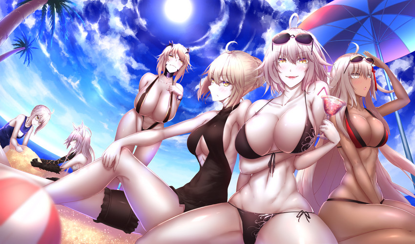 artoria pendragon, jeanne d'arc alter, okita souji, saber alter, mysterious heroine x alter, and 3 more (fate and 1 more) drawn by shiroshisu