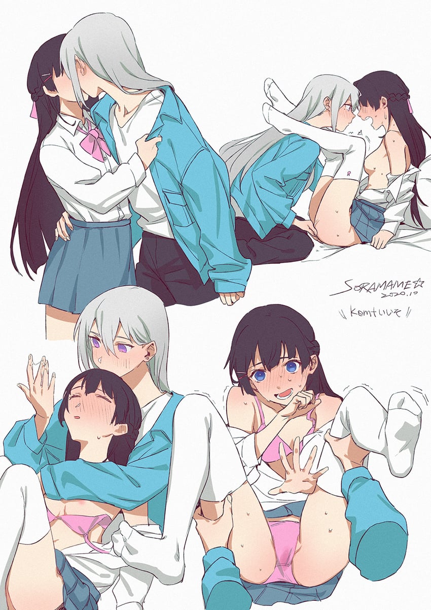 tsukino mito and higuchi kaede (nijisanji) drawn by soramame_(corndog)