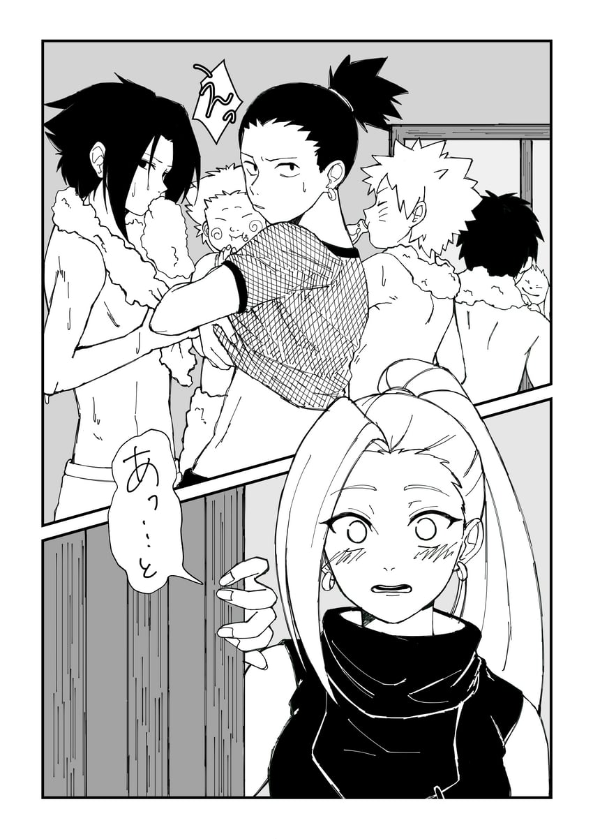 uzumaki naruto, uchiha sasuke, yamanaka ino, nara shikamaru, inuzuka kiba, and 1 more (naruto) drawn by calpis_um