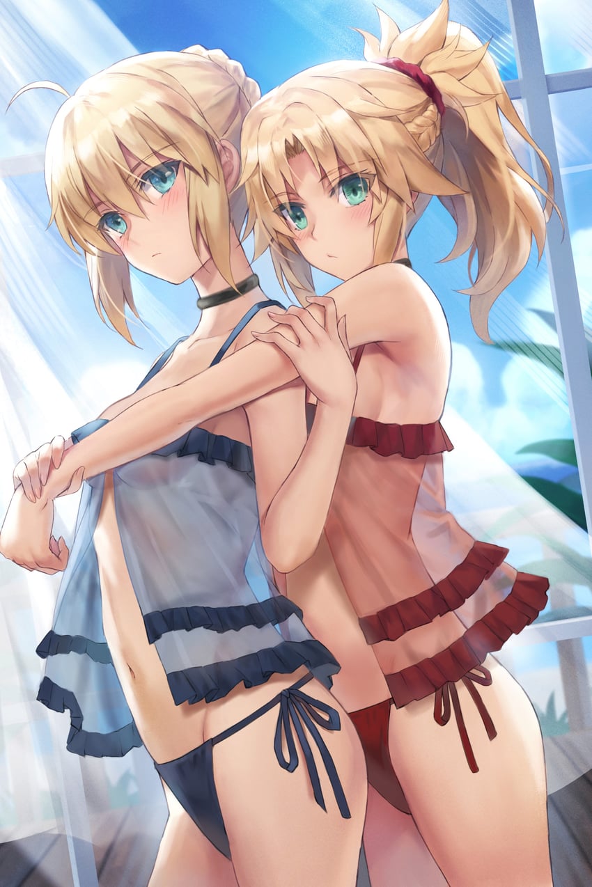 artoria pendragon, saber, and mordred (fate and 3 more) drawn by tonee