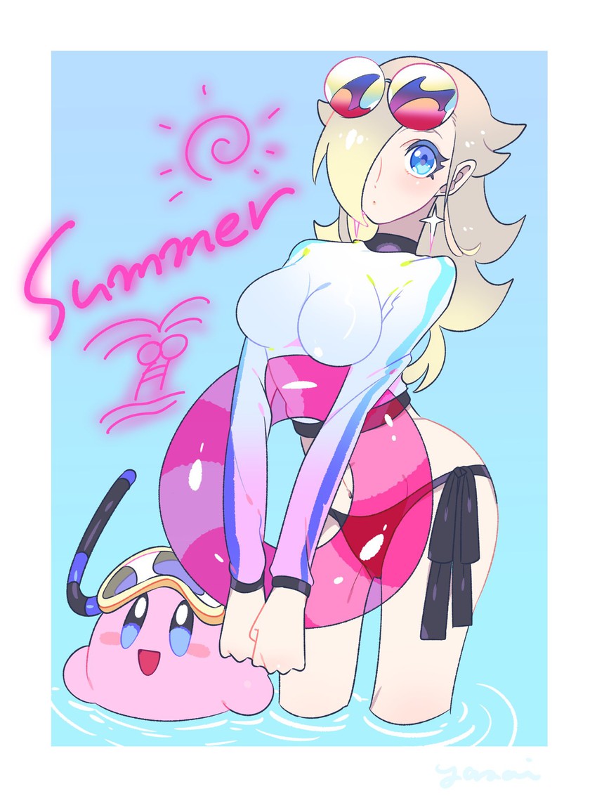 kirby and rosalina (mario and 3 more) drawn by yasaikakiage