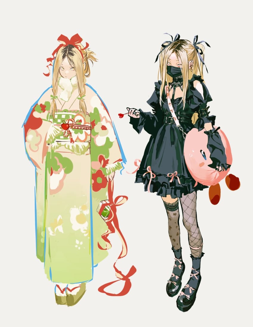 kirby and kozume kenma (kirby and 1 more) drawn by huangdanlan