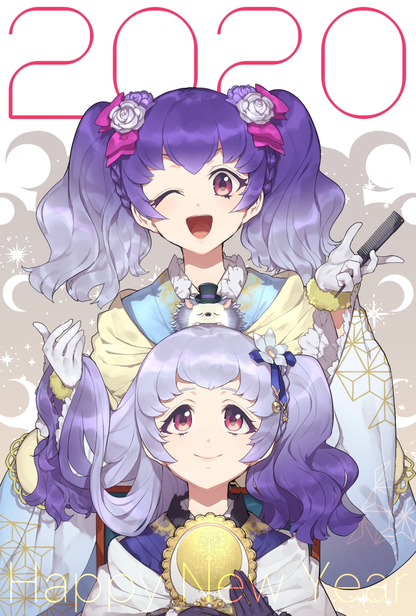 shirayuri kaguya and shirayuri sakuya (aikatsu! and 1 more) drawn by hitoto