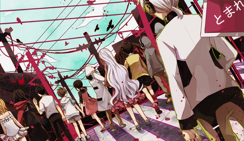tateyama ayano, kozakura marry, kisaragi shintarou, kido tsubomi, kano shuuya, and 6 more (kagerou project and 6 more) drawn by jiman