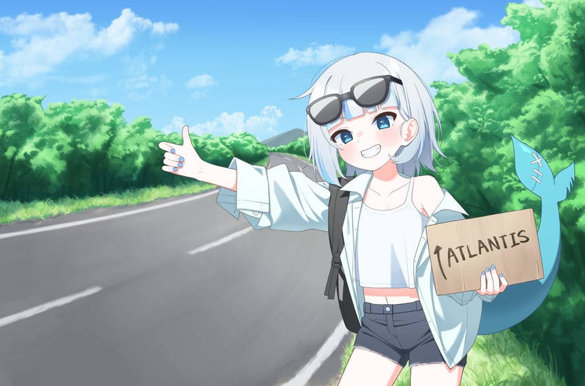 gawr gura (hololive and 1 more) drawn by ugaaaa1