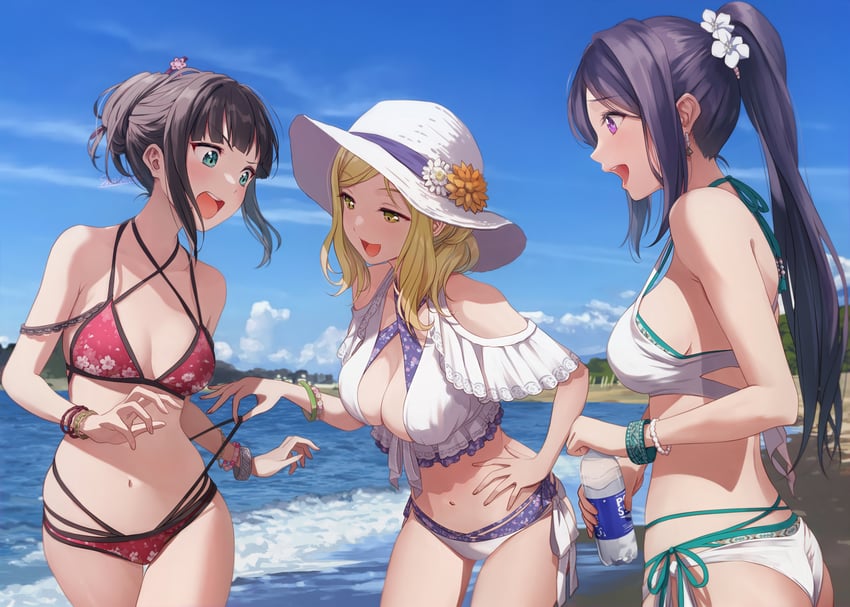 matsuura kanan, kurosawa dia, and ohara mari (love live! and 2 more) drawn by shamakho