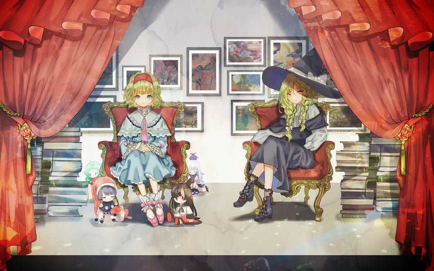 kirisame marisa, alice margatroid, kamishirasawa keine, imaizumi kagerou, doremy sweet, and 1 more (touhou) drawn by sano_naoi