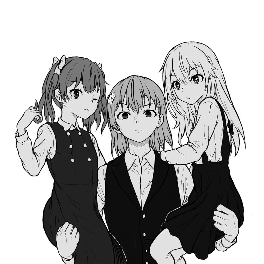 misaka mikoto, shirai kuroko, and shokuhou misaki (toaru majutsu no index and 1 more) drawn by yakult1124