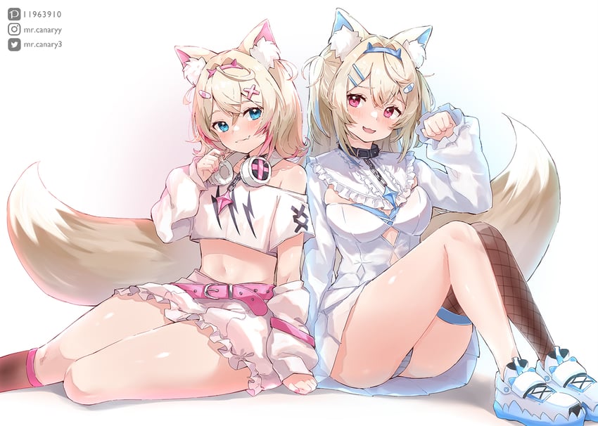 fuwawa abyssgard and mococo abyssgard (hololive and 1 more) drawn by mr.canaryy