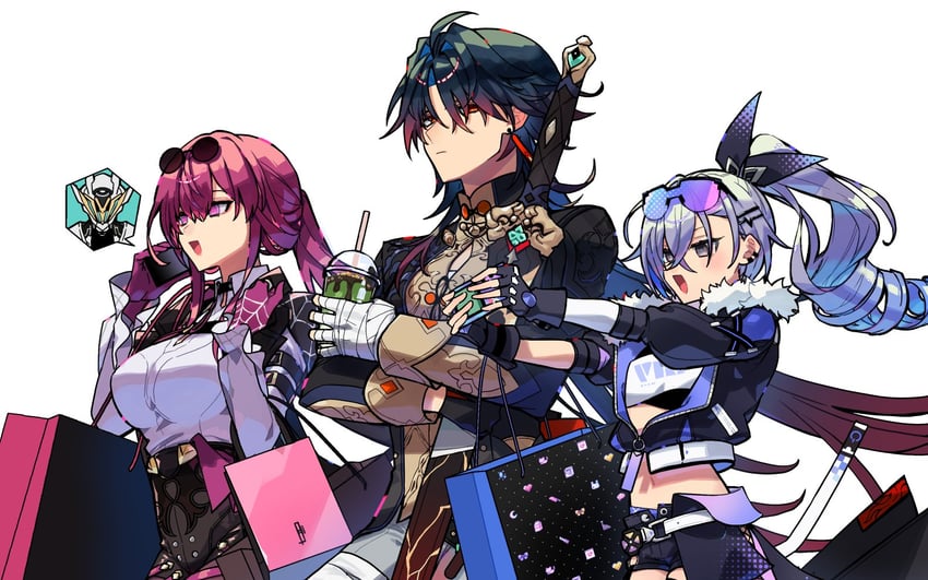 kafka, silver wolf, blade, and sam (honkai and 1 more) drawn by k4m