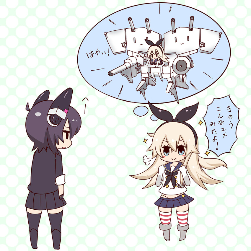 shimakaze and tenryuu (kantai collection and 2 more) drawn by kakihito_shirazu
