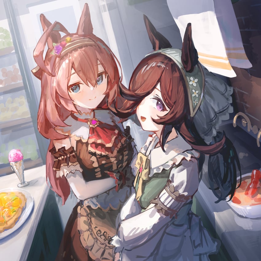 rice shower and mihono bourbon (umamusume) drawn by yu_hydra